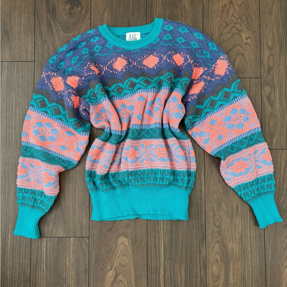 Vintage Multicolor Geometric Crewneck Sweater